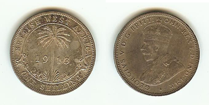 British West Africa Shilling 1913H  Unc.